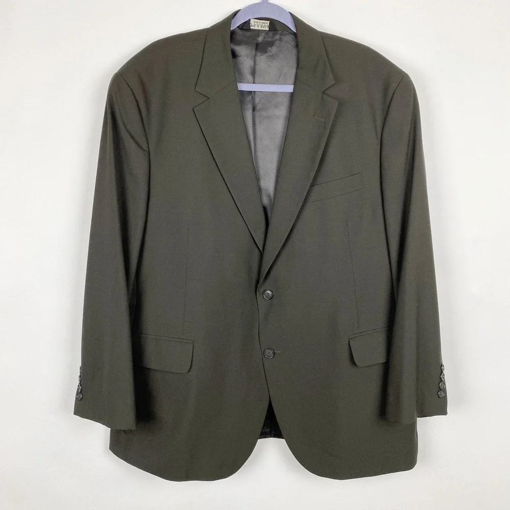 Jos A Bank 100% Wool 2 Button Blazer Sport Coat Suit Jacket Mens 46S Olive Brown